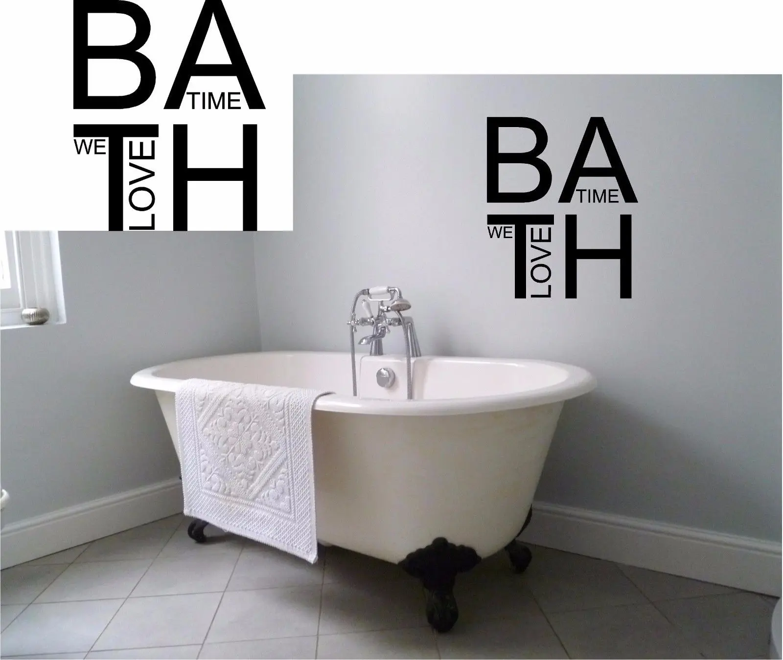 "We Love Bathtime" Bathroom Wall Decal Cute Funny Room Bath Vinyl