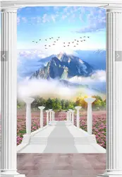 Пользовательские фото 3d обои нетканый настенные Горный пейзаж коридор крыльцо Живопись 3D настенные фрески обои для гостиной