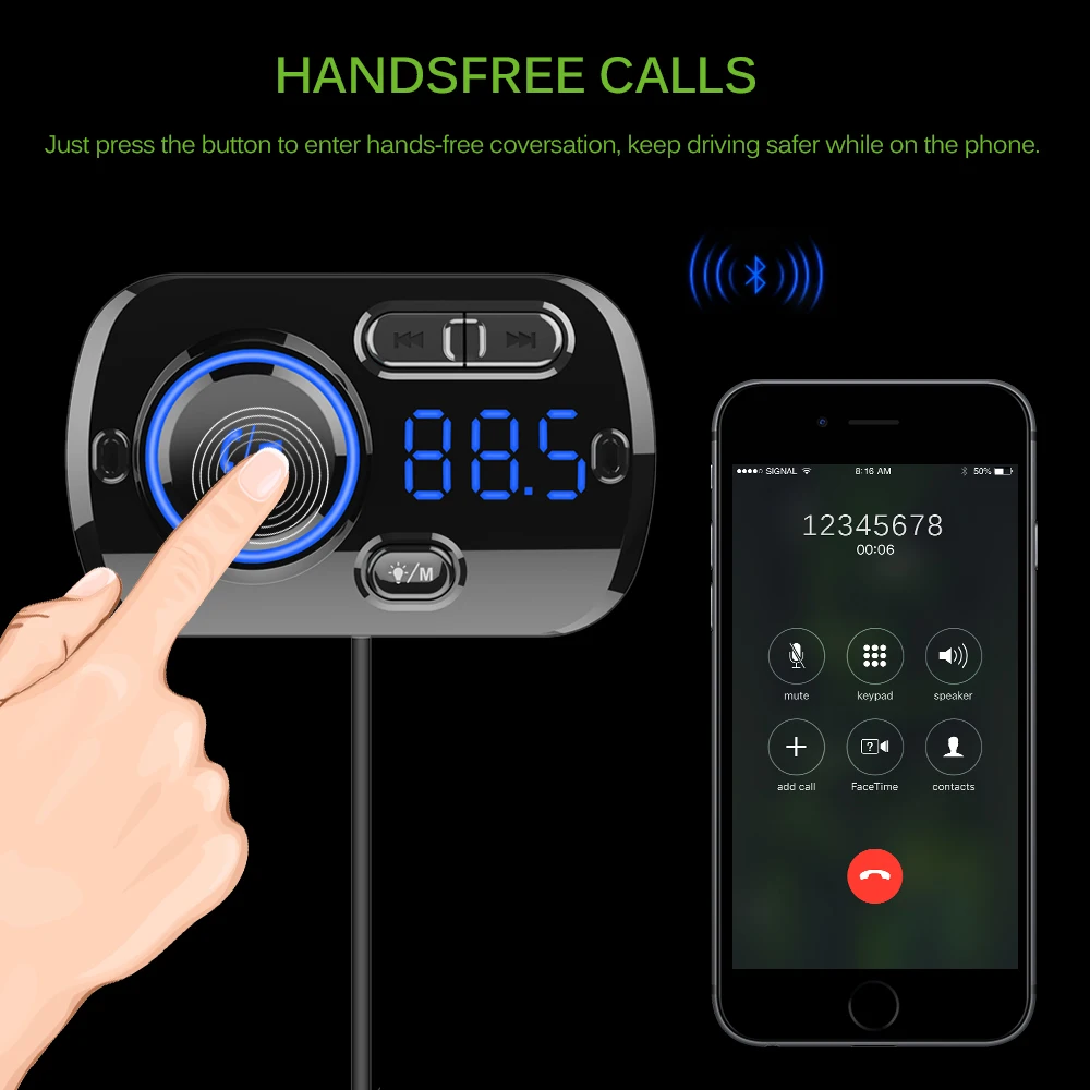 FM модулятор Автомобильный комплект Hands free беспроводной Bluetooth fm передатчик