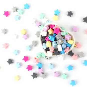 

50/150/500 pcs Silicone star Beads Food Grade Baby Chewable Teething Beads For Nursing Necklace DIY Jewelry Making Accessories