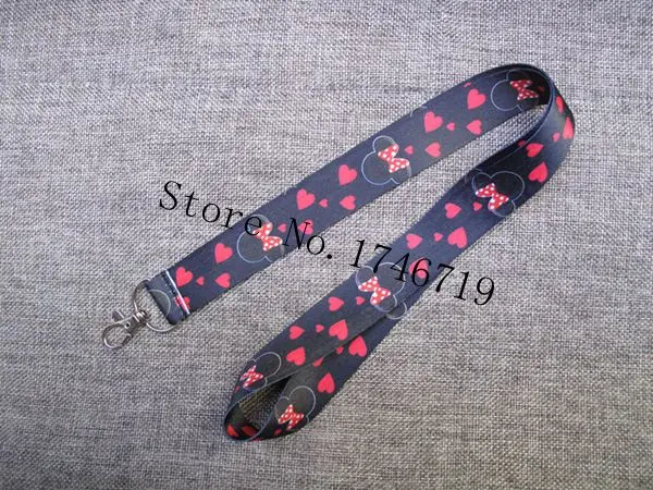 

Retail 1 pcs cartoon minnie head Straps Lanyard ID Badge Holders Mobile Neck Keychains For Party Gift nl-89