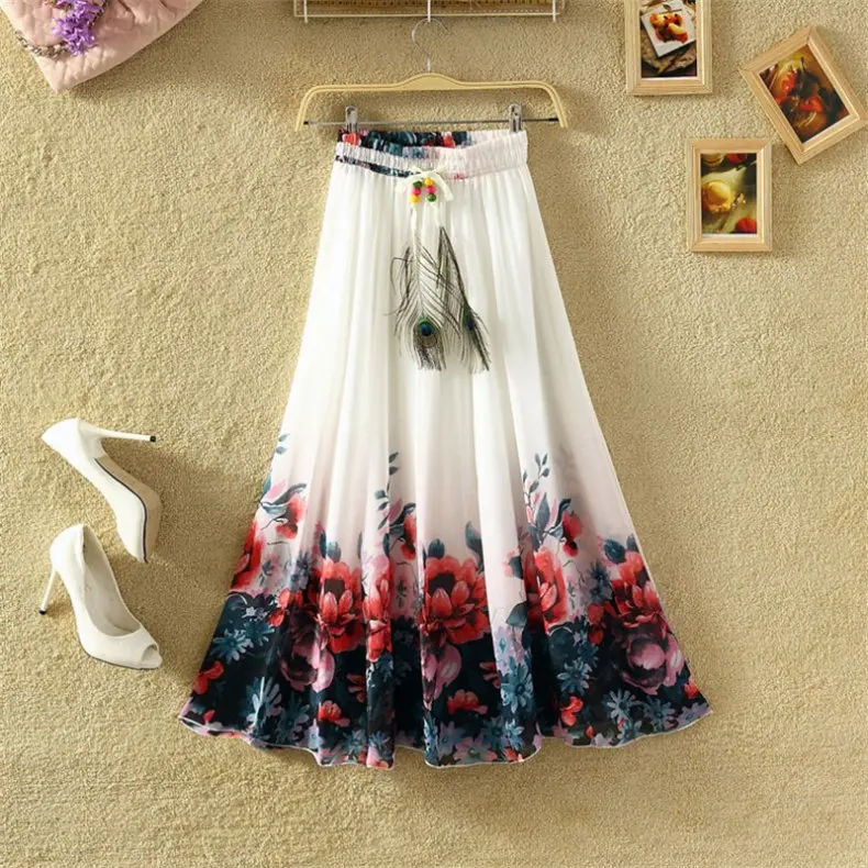 2018-Vintage-Maxi-Skirts-Women-Solid-Boho-Chiffon-Saia-Longa-Summer-Vestidos-Tulle-Casual-Bohemian-Long_Style Four