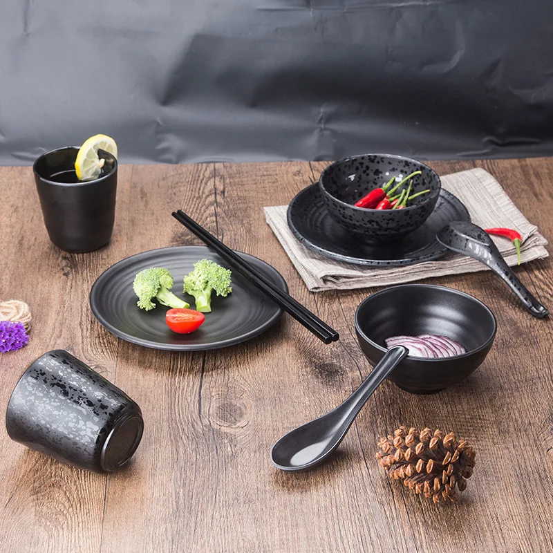 CARRYWON черные матовые японские блюда имитация фарфора посуда еда Закуски суши обеденные тарелки набор
