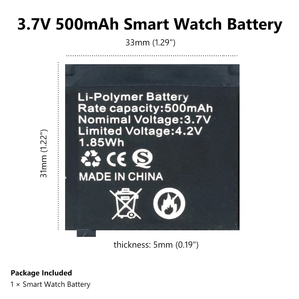 Умные часы для Q18 литий-ионная полимерная батарея 500 мАч 3,7 в перезаряжаемые литиевые батареи большой емкости запасной аккумулятор