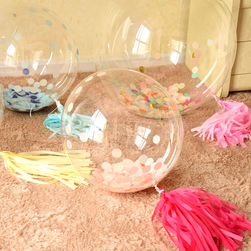 

100pcs/lot 10/18/24 inch Transparent Bubble Balloons PVC Super Clear Helium without Light Globos Birthday Wedding Party Decor