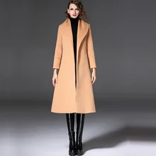 casaco feminino 2019 UK Women Plus size Autumn Winter Cassic Simple Woolen Maxi Long Coat Female