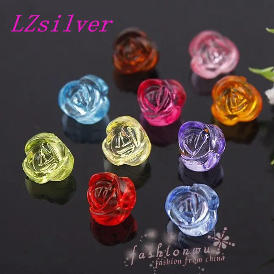 

400 Pcs Colorful Plastic Transparent Rose Beads 10mm (1237)