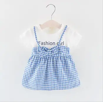 

Baby Girls Layered Grid Fashion Girl Printed Dress Summer Little Girls Cute Dress for 6months-3T