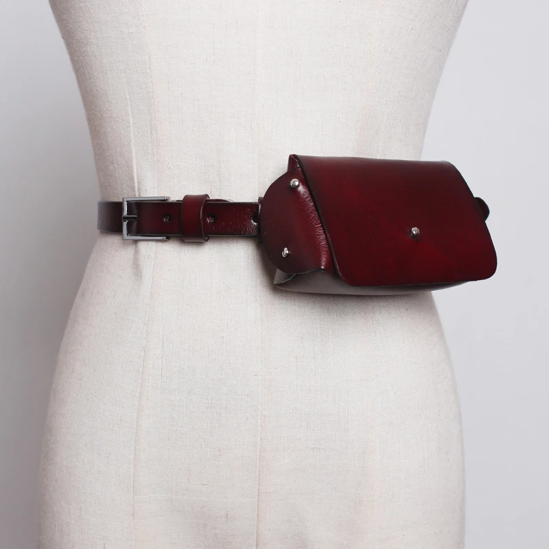 

Real Cow Women Waist Packs Fashion Vintage Leather Fanny Pack Female Mini 2019 New Retro Phone Bags Small Belt Bag