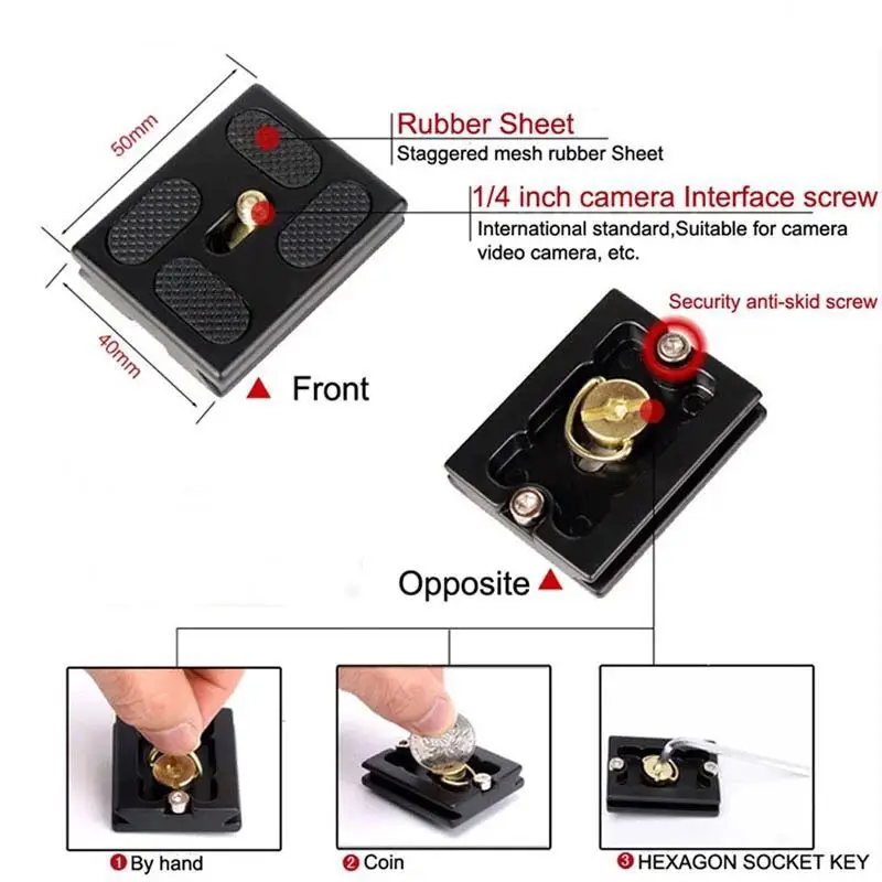 New QZSD-02 Aluminum Tripod Ball Head Ballhead + Quick Release Plate for Pro Camera Tripod, Max load to 15kg