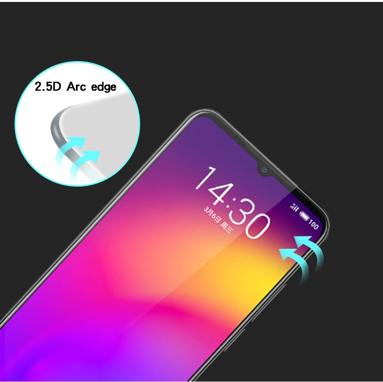 2 шт. полное клеевое покрытие стекло Meizu Note 9 Защита для экрана закаленное пленка