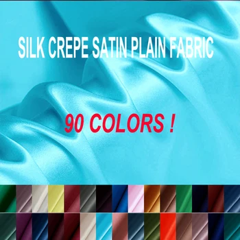 

90Colors! 114CM Wide 16MM Solid Color Silk Crepe Satin Plain Fabric for Summer Dress Shirt Suit Pants Pajamas No.61-90 F001