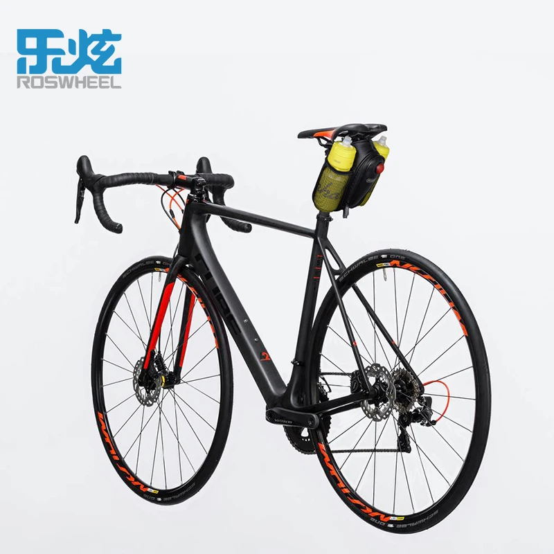 Best ROSWHEEL Bicycle Saddle Bag Cycling Mountain Bike Back carbon fibre Rainproof Seat Tail Pouch Bags with taillight kettle bags 4