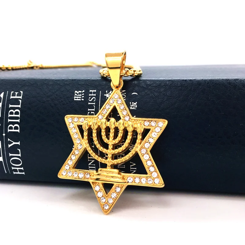 Collier et Pendentif Or Rhodium Menorah/Etoile de David/poisson SYMBOLE messianique Collier et Pendentif Or Rhodium Menorah/Etoile de David/poisson SYMBOLE messianique