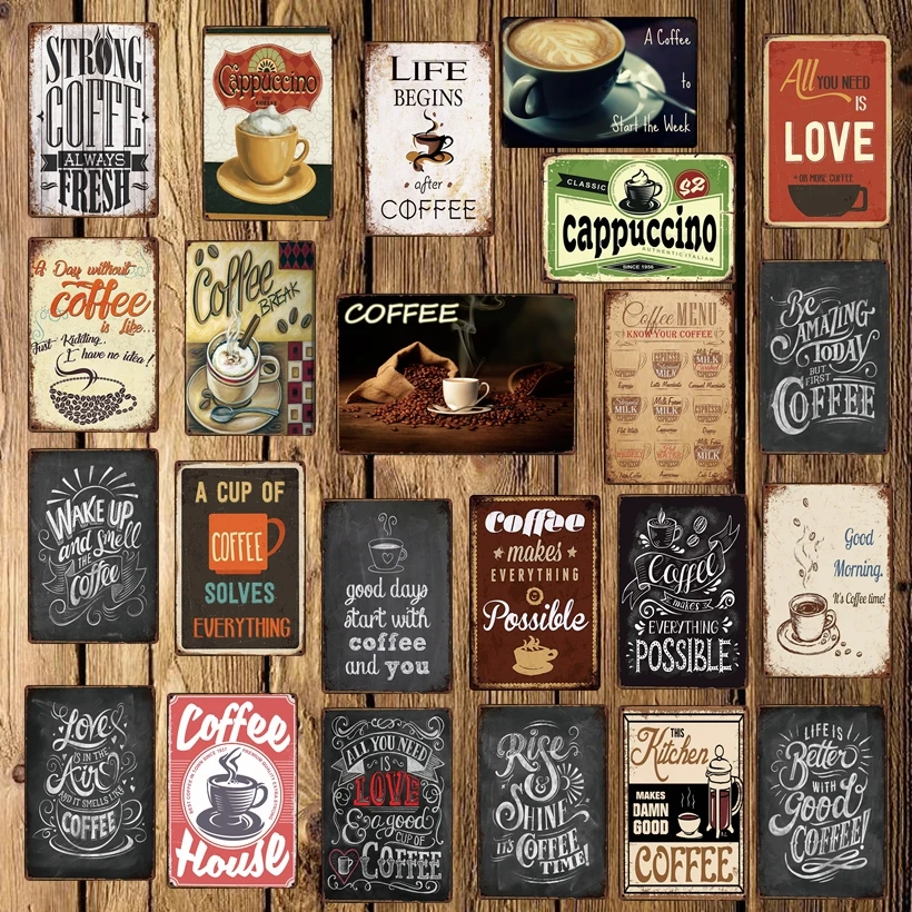 

[ WellCraft ] Coffee Menu Cafe House Love Metal Sign Posters art Vintage Mural Painting Personality Custom Decor LT-1740