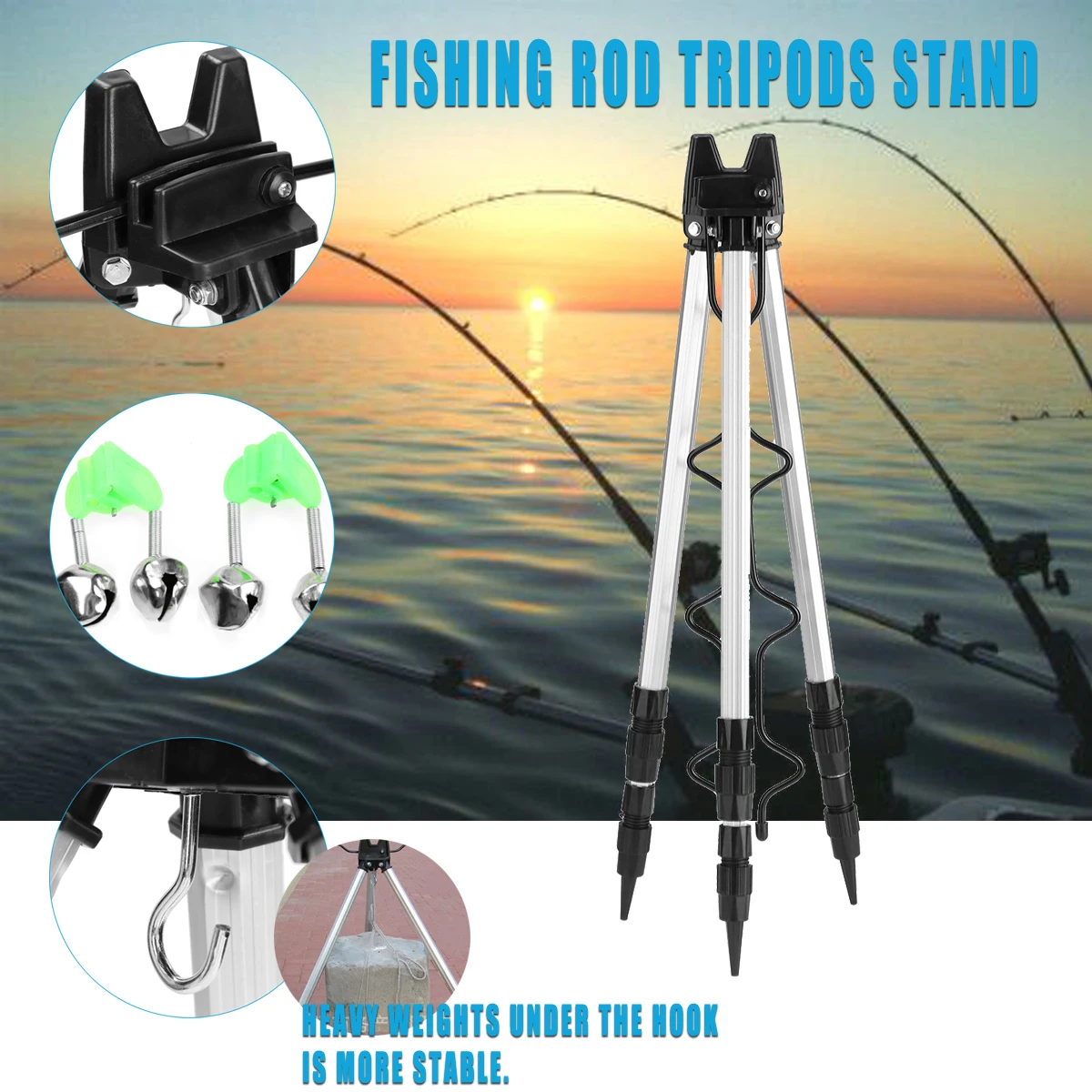 5 Five Rod Portable Fishing Rod Tripods Stand Aluminum alloy telescopic pole holder Fishing