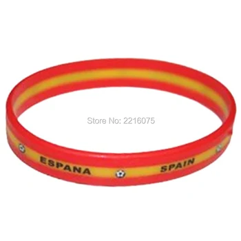 

1000pcs Tri-color layer stripe Flag World Cup Spain Espana wristband silicone bracelets free shipping by DHL express