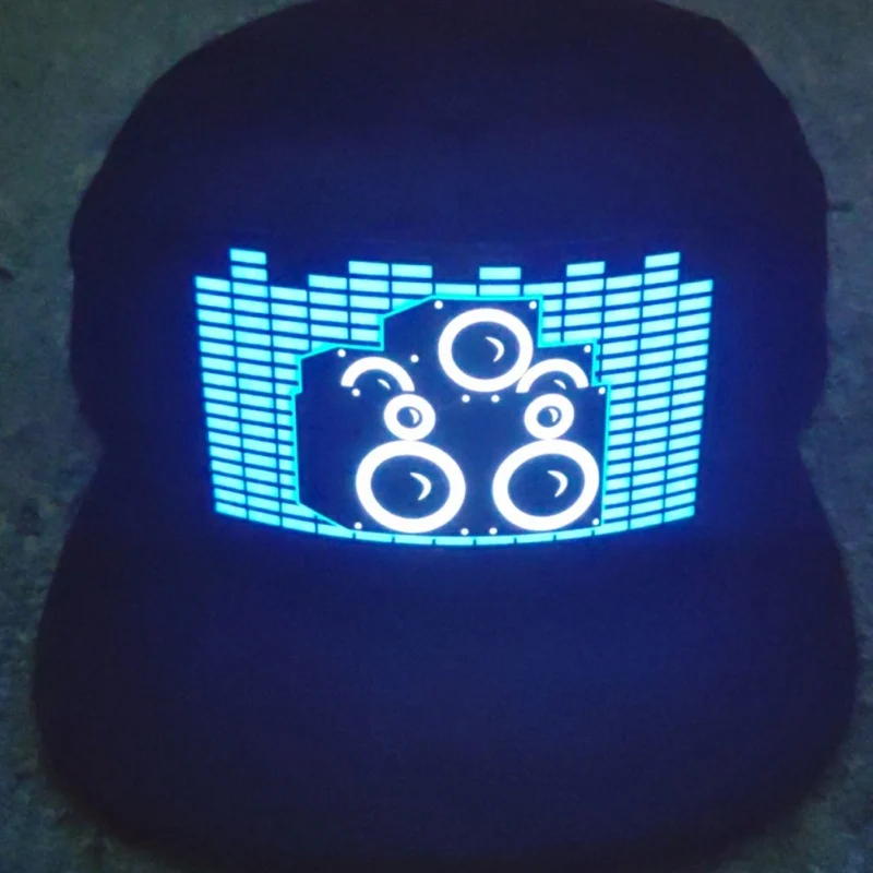 Светильник вверх звуковая активация Бейсбол Кепки диджей Светодиодный проблесковый шапка со съемным Экран для мужчин и женщин;
