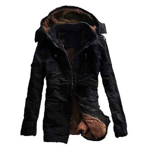Мужская зимняя куртка, теплое пальто, парка, мужское теплое пальто, парки, уплотненная Повседневная хлопковая стеганая дышащая куртка, брендовая Новая мода - Цвет: Черный