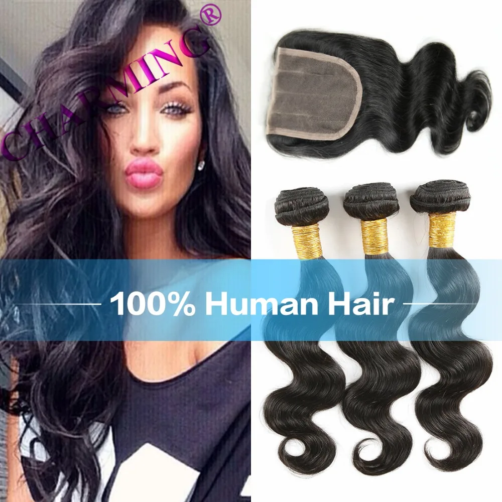 Peruvian Virgin Hair Body Wave 3pcs with 1pc Lace Closure 8A