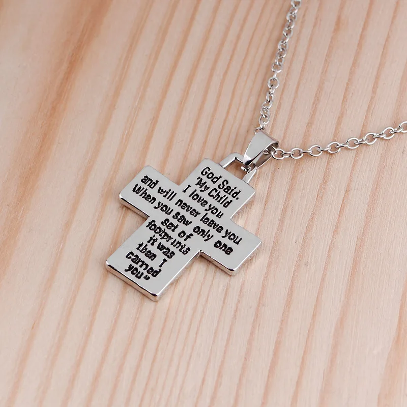 Creative Enamel Christian Jesus Cross Faith Necklace Foot print Choker