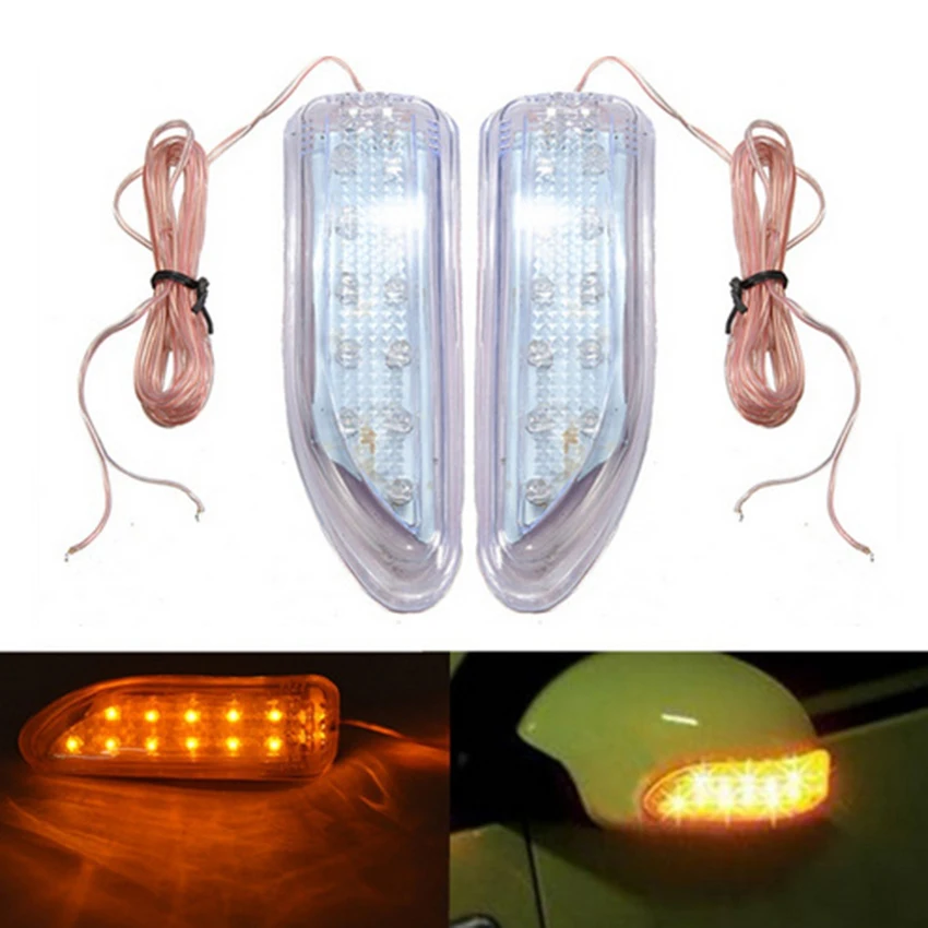2pcs Universal Amber LED Car Side Mirror Turn Signal Indicator Light
