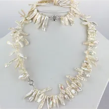 SNH натуральный культивированный пресноводный 6-7 мм AA biwa белый жемчуг ожерелье/браслет Серебро 925 пробы застежка жемчужные ювелирные наборы