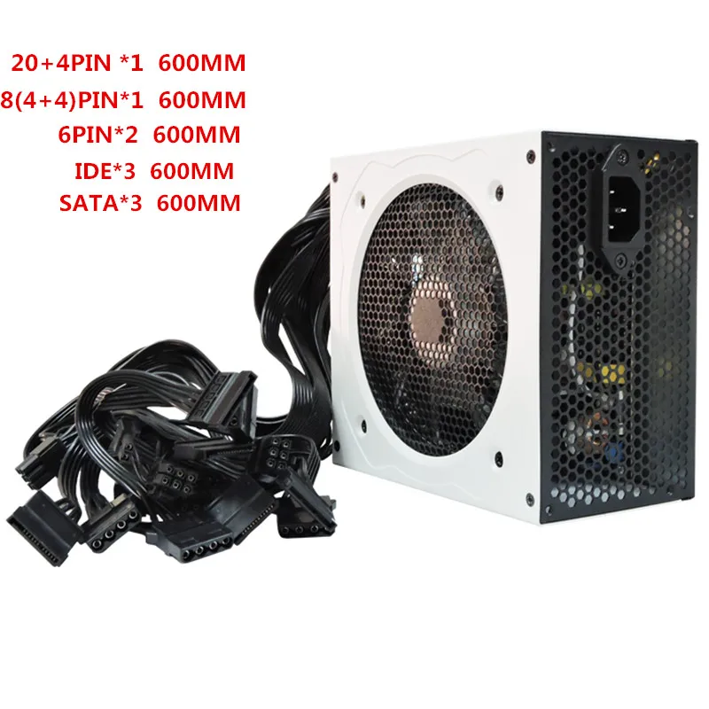 700W PC Power Supply 700W ATX Computer Power Supply Desktop Gaming PC PSU Active PFC 120MM Fan 90-2