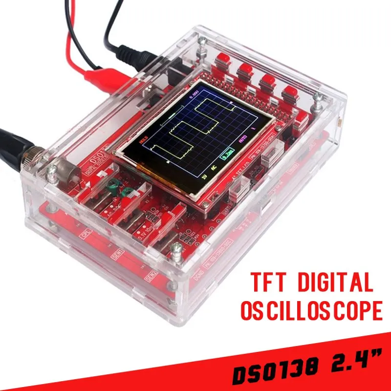 

DSO138 2.4" TFT LCD Digital Oscilloscope Kit Acrylic Case DIY Part Cover SMD Set Kit Fully Assembled Open Source 1Msps