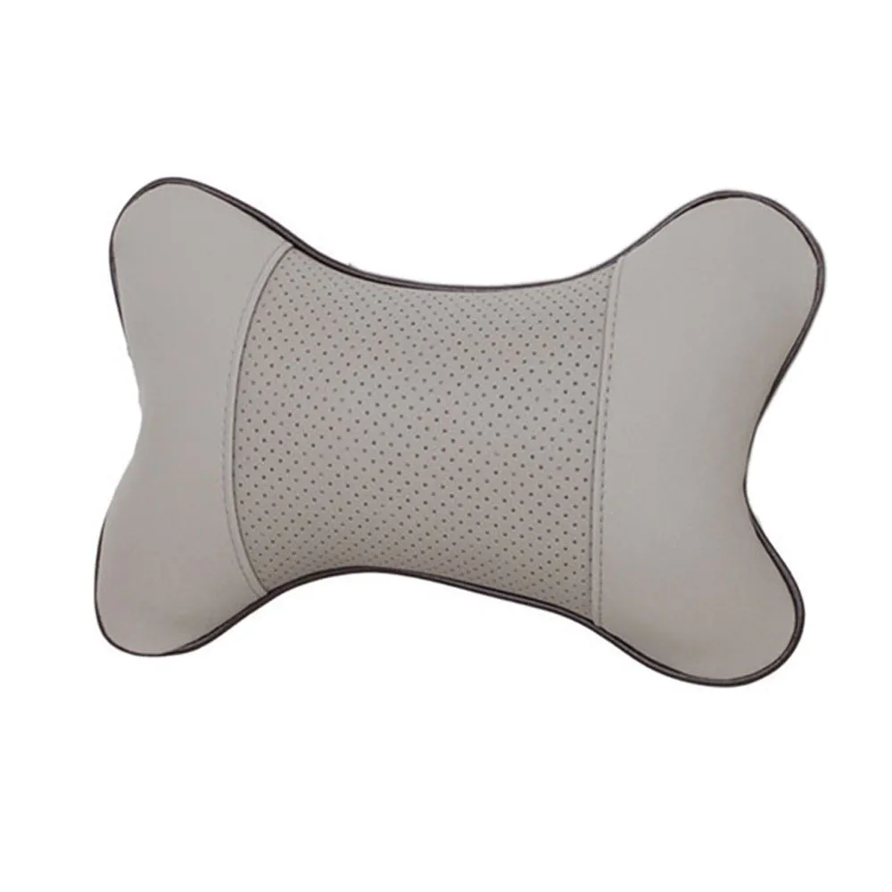 1PCS High Quality Perforating Design Artificial Leather Hole-digging Car Headrest Supplies Neck Auto Safety Pillow Car Styling