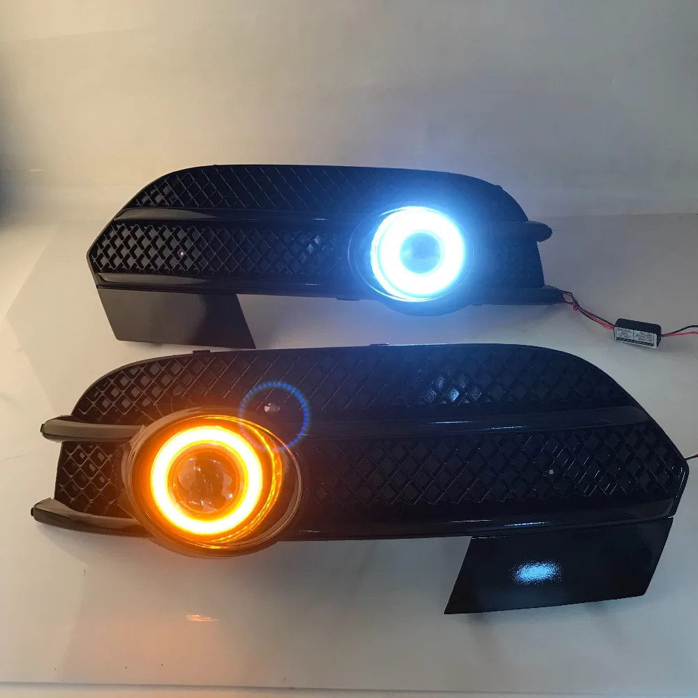 RQXR противотуманная фара вождение свет в сборе для Audi Q3 cob angel eye светодиодные дневные ходовые огни сигнал поворота