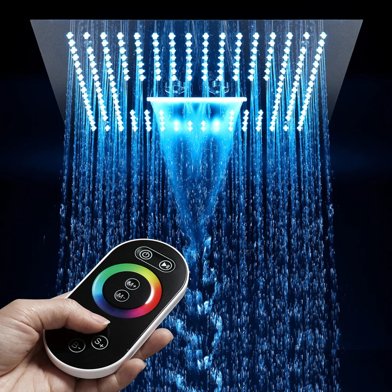 Bathroom Shower Faucet Thermostatic Touch Screen LED Rainfall,Waterfall,Misty Shower Head 40*40cm Polished With Shower Body Jets Bathroom Shower Faucet Thermostatic Touch Screen LED Rainfall,Waterfall,Misty Shower Head 40*40cm Polished With Shower Body Jets
