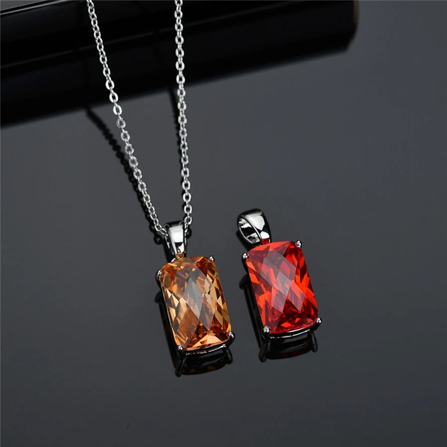

IDESTINY Simple Geometric Design Cubic Zircon Square Pendant Necklace For Girls Daily Wearing Jewelery Bijoux Gift