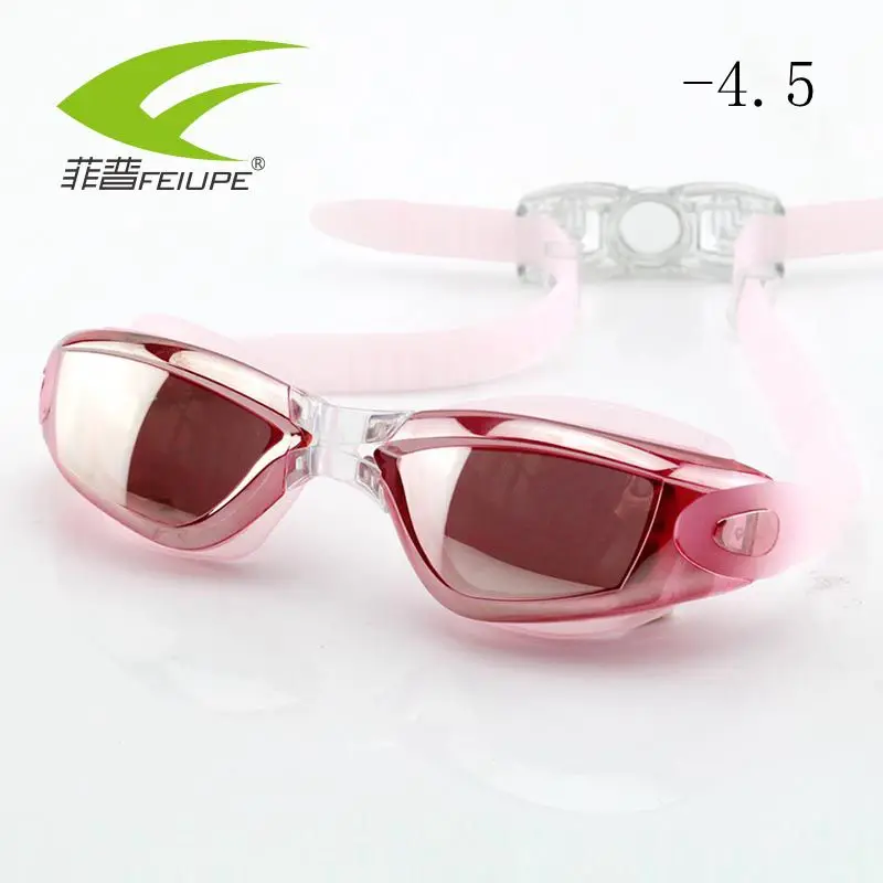 Очки для плавания, профессиональные очки для плавания, близорукость, разные очки, регулируемые очки для серфинга, очки для взрослых, водонепроницаемые - Цвет: Pink -4.5