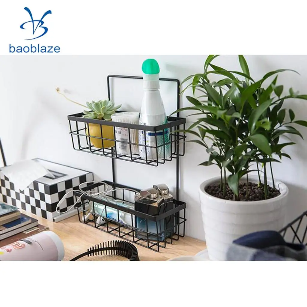 2-Tier Ktichen Bathroom Shower Caddy Wall Corner Rack Shelf Shampoo Bottle Storage Holder