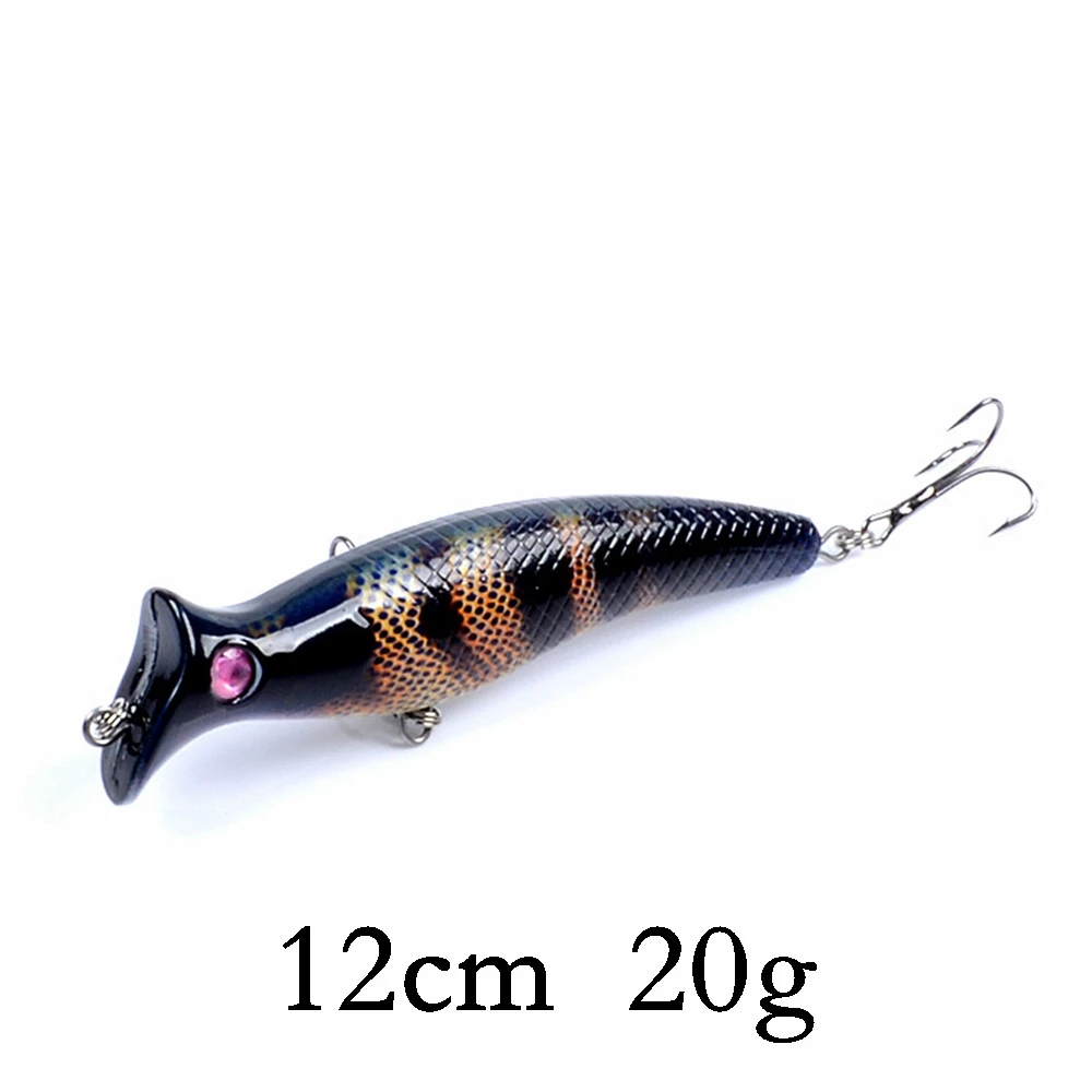 Biwvo Popper 12cm 20g Wobbler For Trolling Fishing Lure Metal Winter Sea Hard Fishing Goods For Fishing Ice Whopper Plopper - Цвет: F