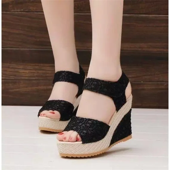 

SLYXSH Hot Women Sandals Summer Wedges Women's Sandals Platform Lace Belt Bow Flip Flops open toe high-heeled Women shoes Female