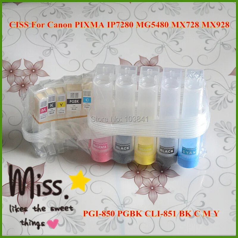 

Continuous Ink Supply System PGI-850 CLI-851 For Canon PIXMA IP7280 MG5480 MX728 MX928 Inkjet Printer Empty CISS Free Shipping