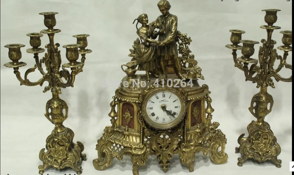 18&quotCostful West Art Folk collection beautiful Bronze Belle candelabrum Clock Set Statue | Дом и сад