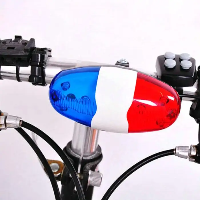 Cheap Newly Bicycle 6 Flashing LED 4 Sounds Police Siren Trumpet Horn Bell Bike Rear Light 2
