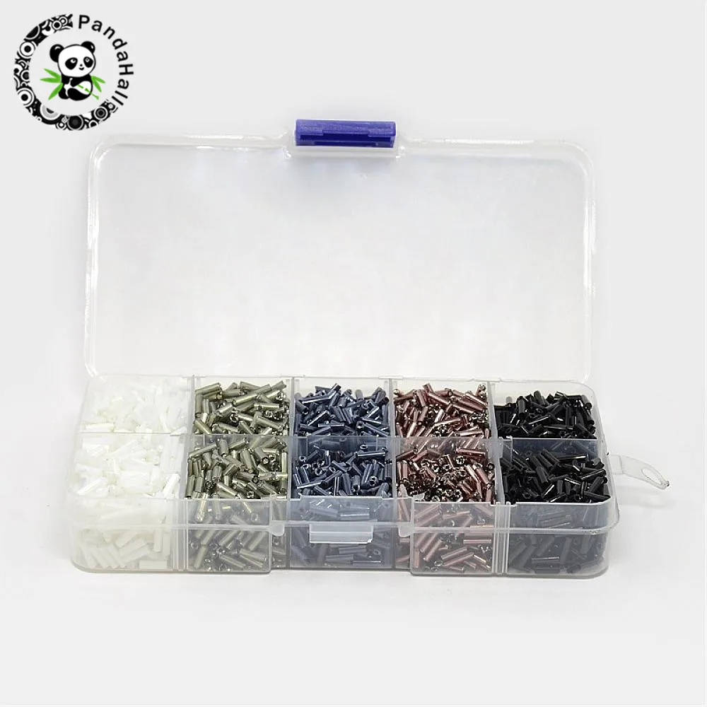 

6x1.8mm Glass Bugle Beads Seed Beads for Jewelry Making Mixed Color Hole: 0.6mm
