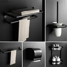 Аксессуары для ванной комнаты Набор Алюминий Полотенца стеллаж для выставки товаров угловые полки держатель для туалетной бумаги держатель для туалетной щетки ряды крючков Ванная комната комплектующий набор
