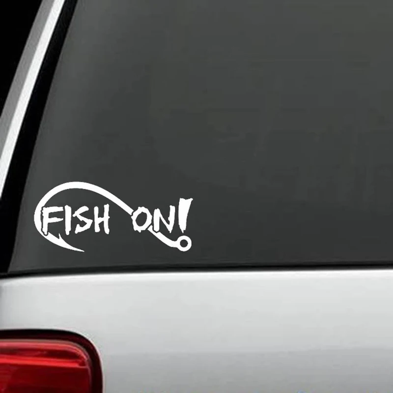 Рыба на бас наклейка рыболова Стикеры винил эйч-Логотип " штамповочный станок из винила Стикеры наклейка для windows автомобиль, грузовик, ноутбук белый