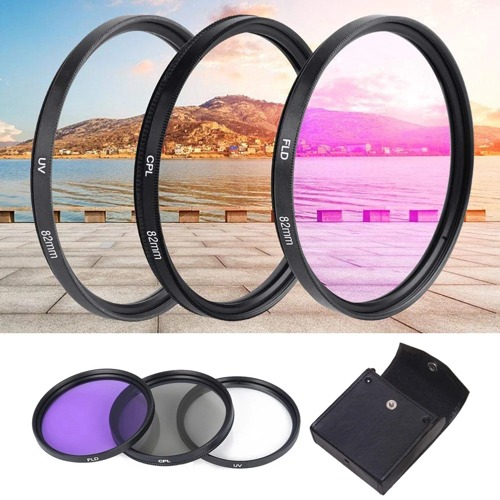 

49 52 55 58 62 67 72 77 82MM FLD UV CPL with Box 3 in 1 Lens Filter Set for Canon Nikon Sony Pentax Camera Lens