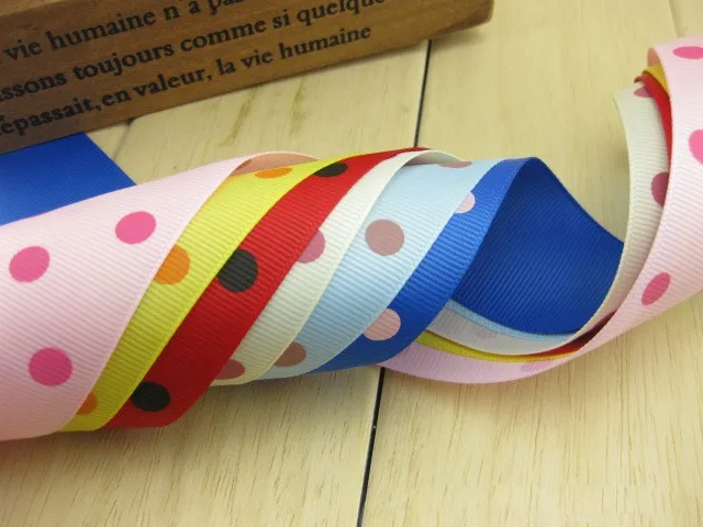 High quality 38mm Rib ribbon Single Face Dots satin ribbon DIY hair accessories Children package gift 5Mlot_3