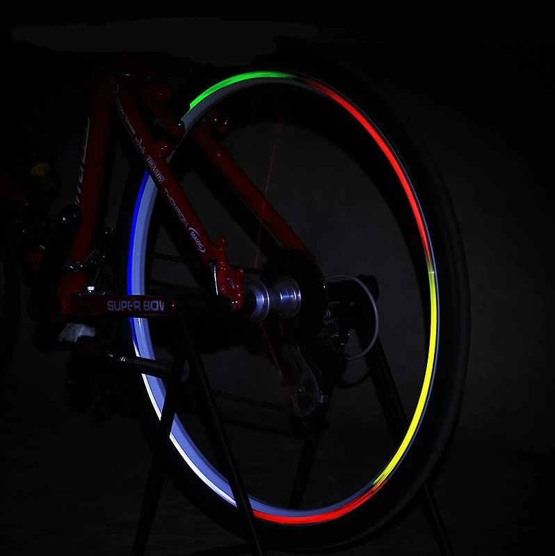6 шт./лот 26 дюйм. Горный велосипед Светоотражающие наклейки мотоцикл велосипедная шина наклейки на шины полоса Декаль лента ночной езды на велосипеде