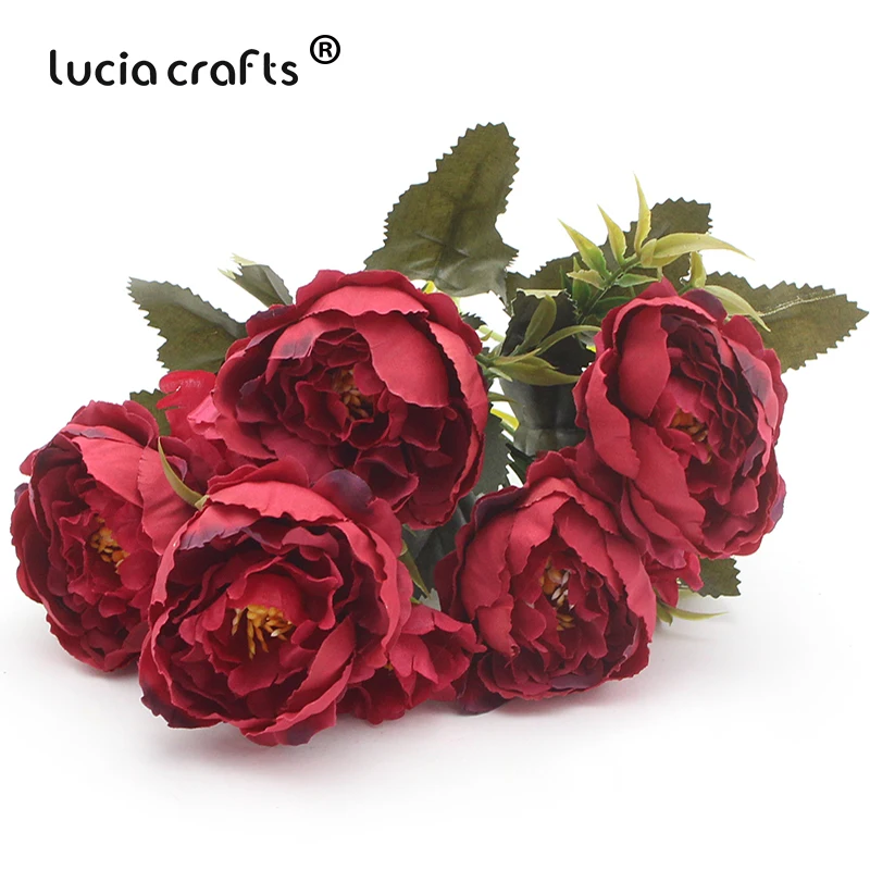 Lucia crafts 1 букет, 8 головок искусственных цветов, свадебные пионы, вечерние украшения для дома, аксессуары для DIY A0311