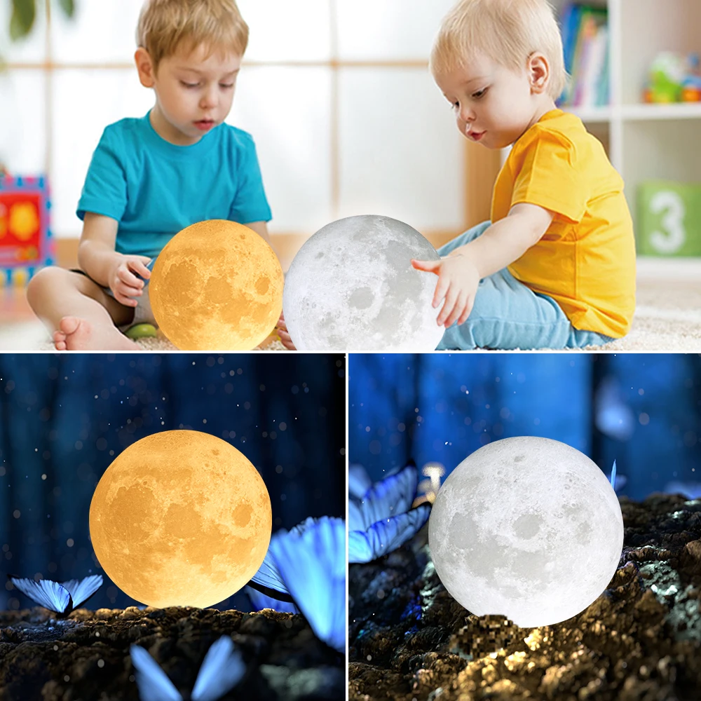 Rambery moon лампа 3D принт Ночник светильник USB Перезаряжаемый 16 цветов сменный