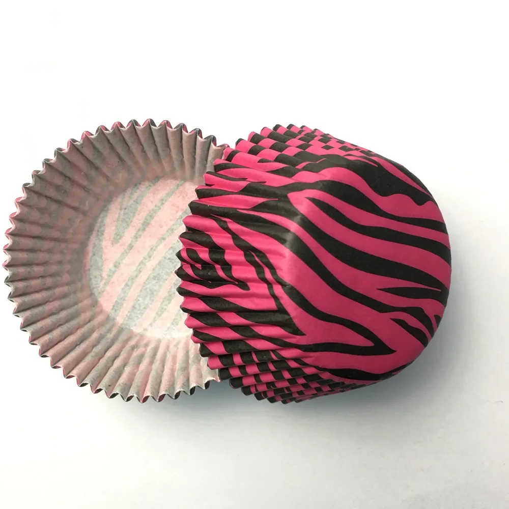 Free Shipping 500pcs Rainbow leopard grid damask Paper Cupcake Liners Pure Color baking muffin Cup cake Wrappers case - Цвет: pink stripe