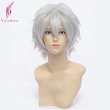 Yiyaobess 8 дюймов Sakata Gintoki серебряный белый короткий Косплей парик гинтама костюм для Хэллоуина синтетические волосы парики для мужчин